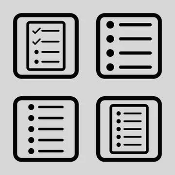 List Items Flat Squared Vector Icon Stock Illustration