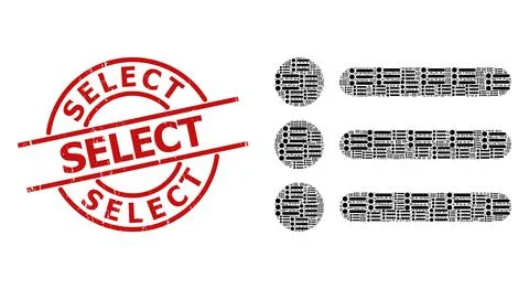 List Items Icon Recursive Mosaic and Distress Select Stamp Seal Stock Illustration