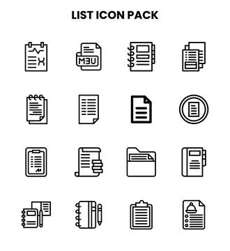 List Line Design Icons Pack Stock Illustration