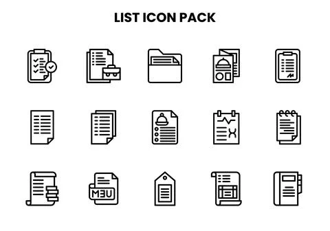 List Line Scalable Icons Pack Ilustração Stock