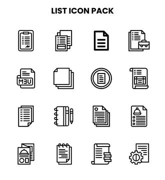 List Line Scalable Icons Pack Stockillustratie