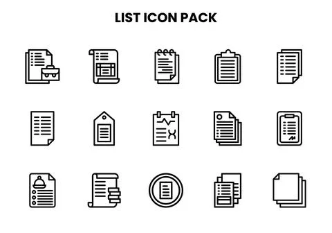 List Line Vector Icons Pack Stock Illustration