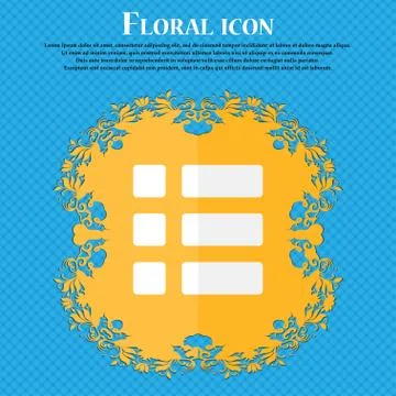 List menu, Content view options . Floral flat design on a blue abstract backg Stock Illustration