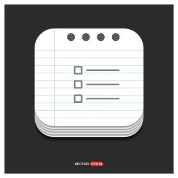 List Menu Icon Gray icon on Notepad Style template Vector EPS 10 Free Icon Stock Illustration