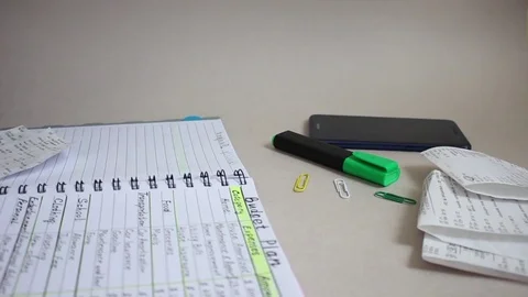 List of monthly household expenses for a basic budget Video stock 85216594