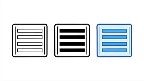 List navigation icon set with square and line symbols Stock Illustration