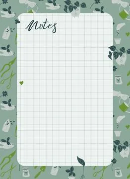 List for notes decorated with gardening elements Stock Illustration