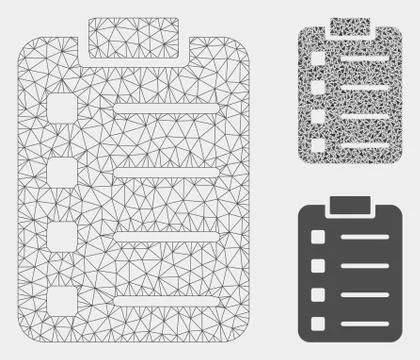 List Pad Vector Mesh Network Model and Triangle Mosaic Icon Stock Illustration