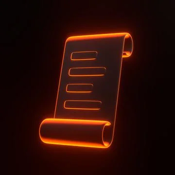 List, paper or payment with bright glowing futuristic orange neon lights Stock Illustration