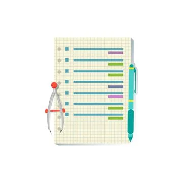 List With Plan Office Worker Desk Element, Part Of Workplace Tools And Ilustração Stock