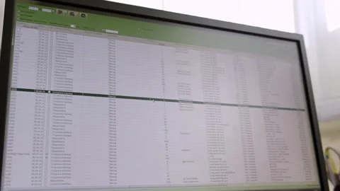 List of products data in database on computer screen Stock Footage 240638218