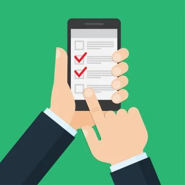 List on smartphone screen. Stock Illustration