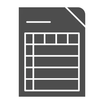 List solid icon. Document vector illustration isolated on white. Paper glyph Stock Illustration