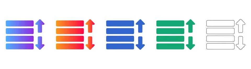List Sorting and Ordering Icons Stock Illustration