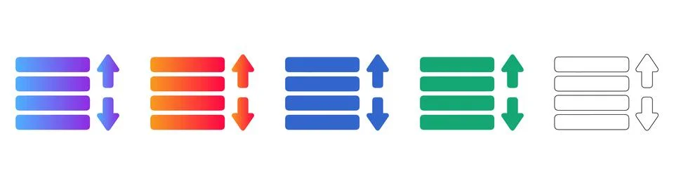 List Sorting Icon Set with Up and Down Arrows Stock Illustration