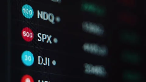 List of stock quotes on the screen or scoreboard Stock Footage 241263976