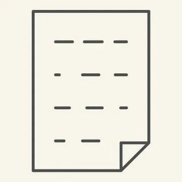 List thin line icon. Document vector illustration isolated on white. Report Stock Illustration