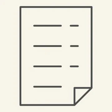 List thin line icon. Document vector illustration isolated on white. Paper Stock Illustration