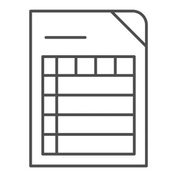 List thin line icon. Document vector illustration isolated on white. Paper Stock Illustration