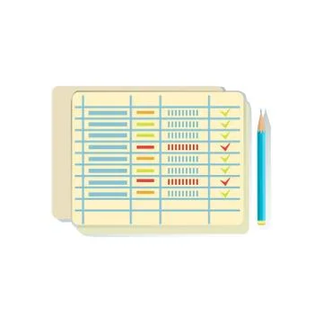 List With Ticked Lines, Task Schedule Office Worker Desk Element, Part Of 스톡 일러스트