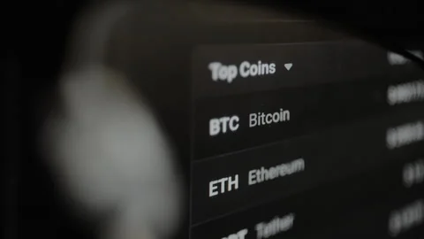 List of Top cryptocurrencies, view through vision glasses Stock Footage 328844318