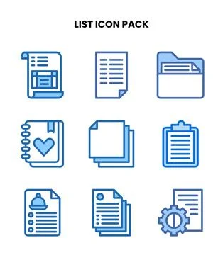 List Two Colour Design Icons Pack Stockillustratie