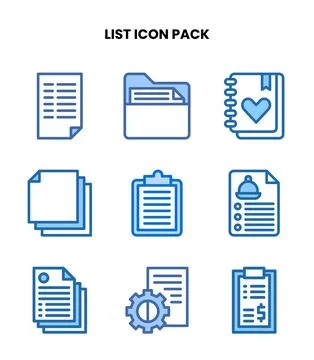 List Two Colour Graphics Icons Pack Illustrazione stock