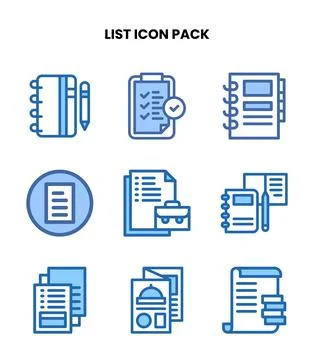 List Two Colour Graphics Icons Pack Stockillustratie