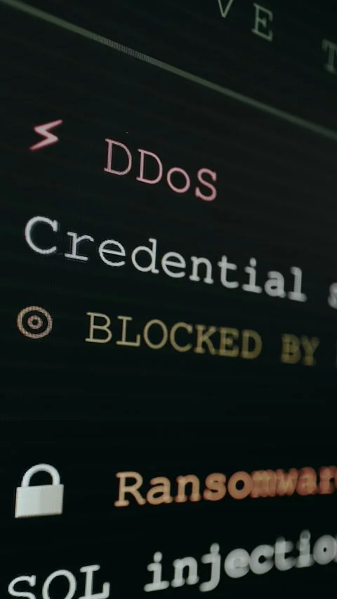 List of various cyberattack techniques and cybersecurity vulnerabilities Video stock 330664317