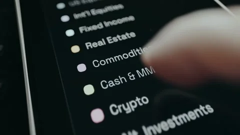 List of various investment asset classes available in a portfolio Stock-Footage 332912745