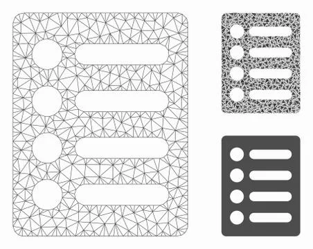 List Vector Mesh 2D Model and Triangle Mosaic Icon Stock Illustration