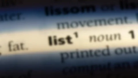 List word in a dictionary. Stock Footage 99562751
