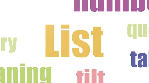 List Wordcloud Animated Isolated Stock Footage 107226971