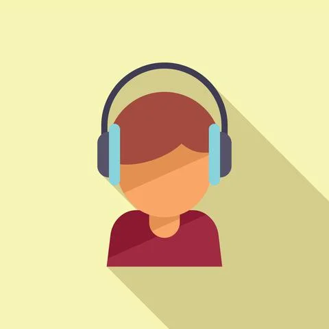Listen audio lesson icon flat vector. Student class イラスト素材