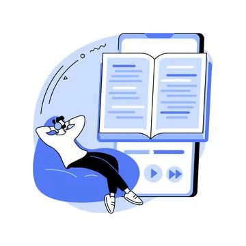 Listen to audiobooks abstract concept vector illustration. Stock Illustration