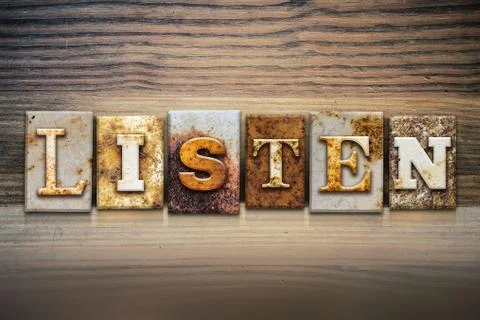 Listen Concept Letterpress Theme Stock Illustration