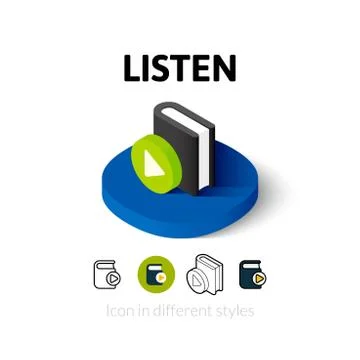 Listen icon in different style Illustrazione stock