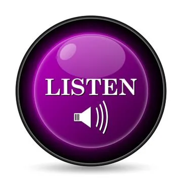 Listen icon. Internet button on white background.. Stock Illustration