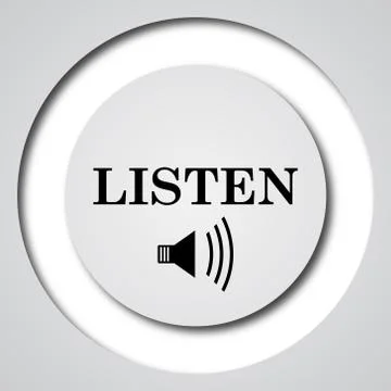 Listen icon. Internet button on white background.. Stock Illustration