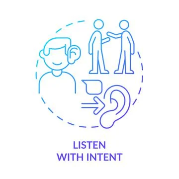 Listen with intent blue gradient concept icon Stock Illustration