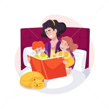 Listen to kids stories isolated cartoon vector illustration. ~ Clip Art ...