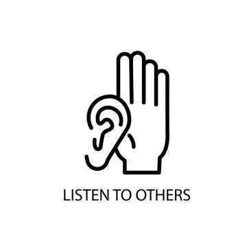 Listen to Others Thin Line Vector Icon Isolated on the White Background. Stock Illustration