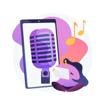 Listen to podcasts abstract concept vector illustration. Иллюстрация