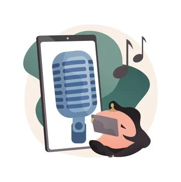 Listen to podcasts abstract concept vector illustration. Stockillustratie