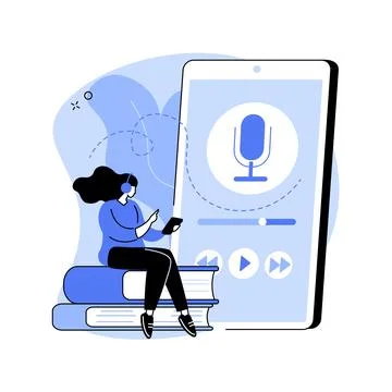 Listen to podcasts abstract concept vector illustration. 스톡 일러스트
