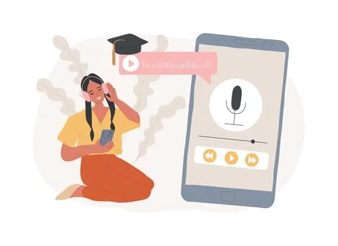 Listen to podcasts isolated concept vector illustration. Stock Illustration