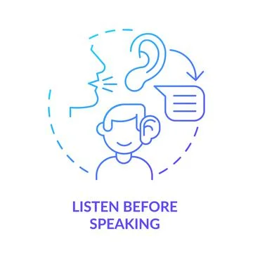 Listen before speaking blue gradient concept icon 스톡 일러스트