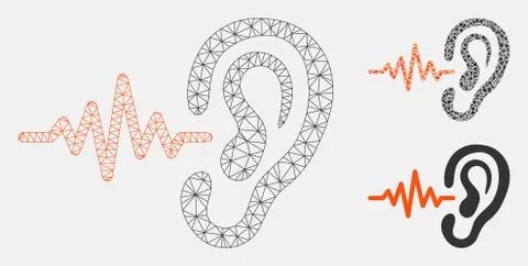 Listen Vector Mesh Network Model and Triangle Mosaic Icon イラスト素材