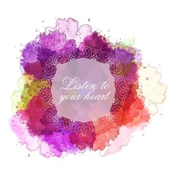 Listen to your heart - Vector bright watercolor template Stock Illustration
