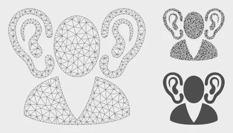 Listener Vector Mesh 2D Model and Triangle Mosaic Icon イラスト素材